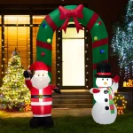 Glitzhome 8 ft. Inflatable Santa and Snowman Christmas Gate Arch with LED Lights thumbnail 6