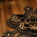 Glitzhome 27.76 in. Vintage Industrial Oversized Wall Clock with Moving Gears and Roman Numerals thumbnail 5