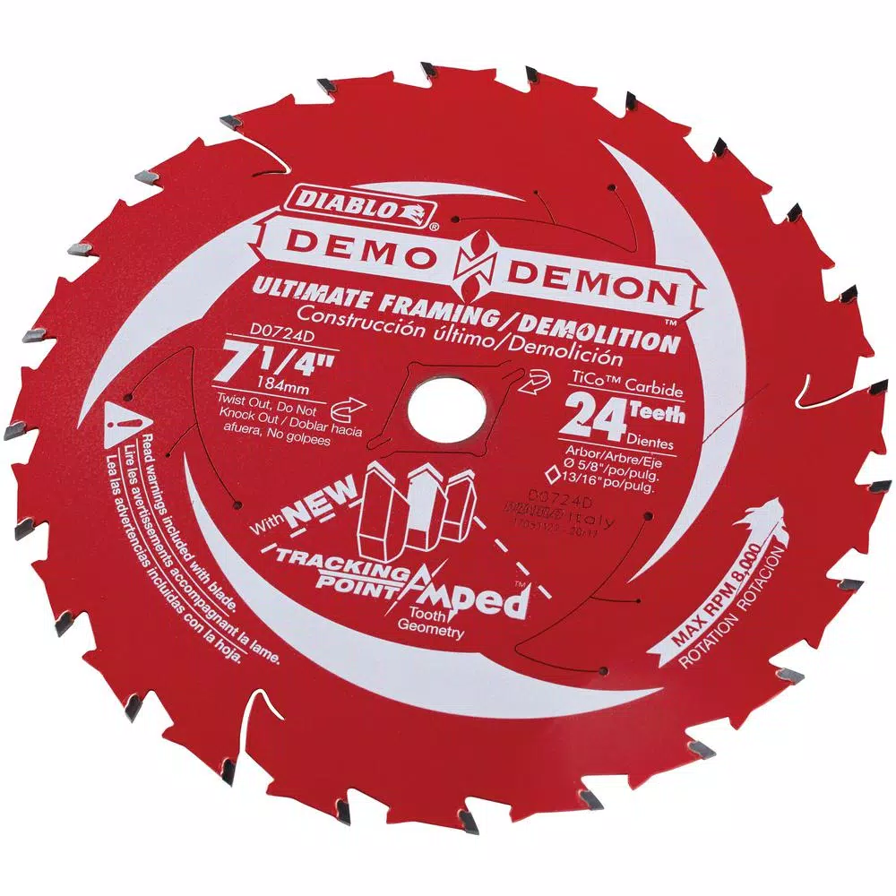 DIABLO Freud Demo Demon Amped 7-1/4 in. 24-Teeth Circular Saw Blade for Framing and Demolition