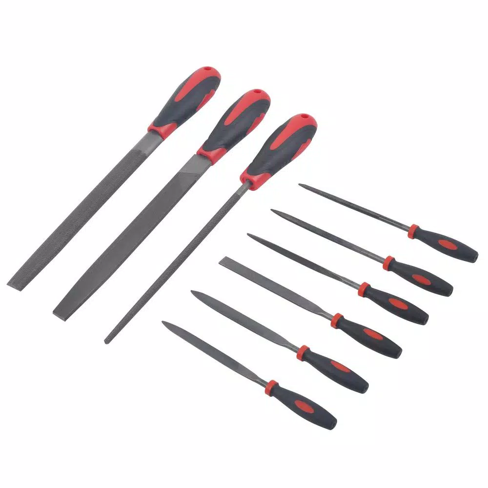 KING 9-Piece Steel File and Rasp Set with Cushioned Grip