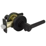 Defiant Highland Matte Black Keyed Entry Door Lever with Round Rose thumbnail 6