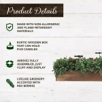 Fraser Hill Farm 10 in. Holiday Candle Holder Centerpiece with Faux Boxwood and Red Berries thumbnail 3