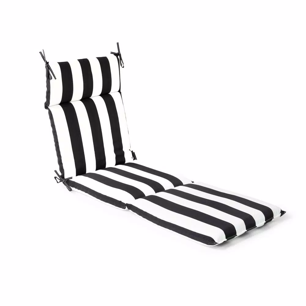 Unbranded Black Cabana Stripe Outdoor Chaise Lounge Cushion, 21.5 in. x 72 in.