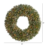 Nearly Natural 5 ft. Pre-Lit Flocked Artificial Christmas Wreath with 280 Multi-Color Lights and Pine Cones thumbnail 2