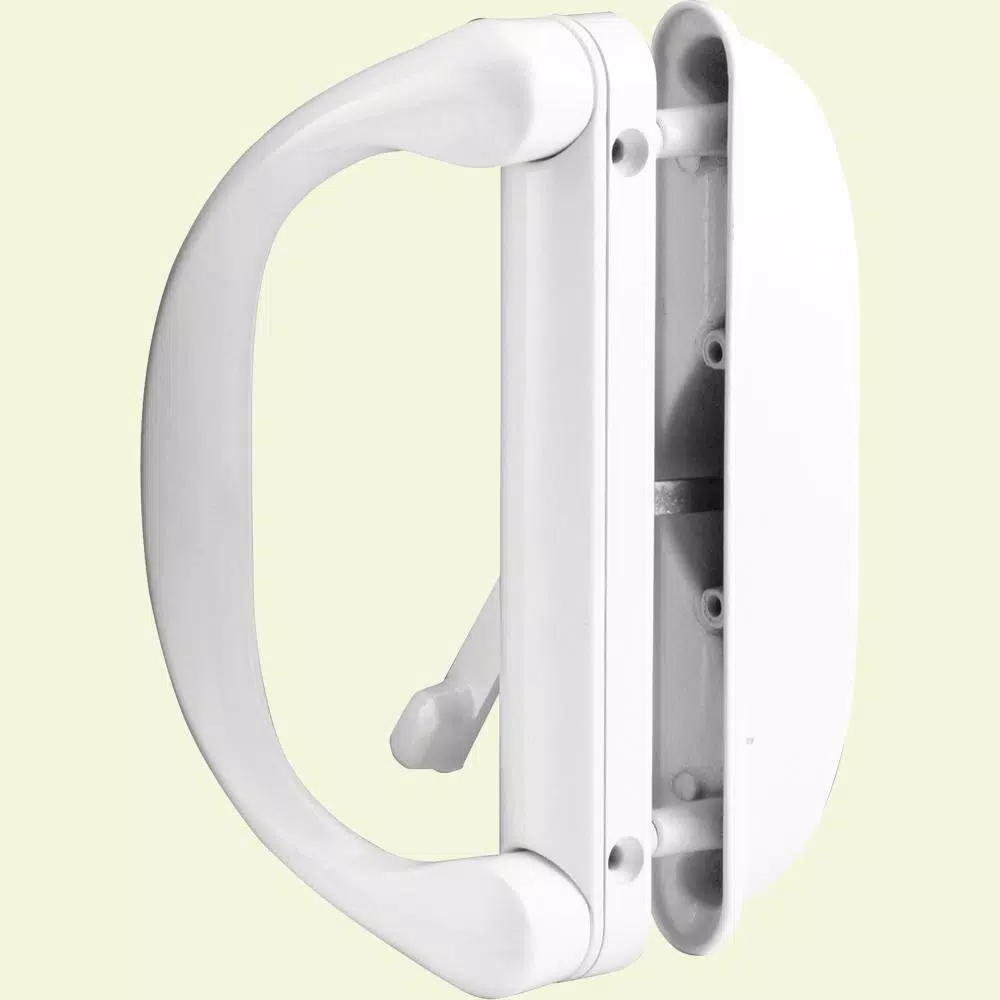 Prime-Line White Diecast Sliding Patio Door Handle with Latch, Reversible Mortise Style