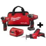 Milwaukee M12 FUEL 12V Li-Ion Brushless 2-Tool Combo Kit with Free M12 HACKZALL Reciprocating Saw thumbnail 1