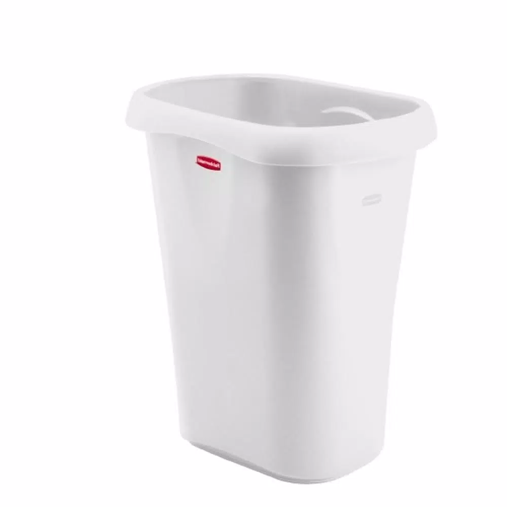 Rubbermaid 8 Gallon White Rectangular Trash Can with LinerLock