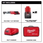 Milwaukee M12 FUEL 1/2 in. Cordless Ratchet Kit w/ (2) 2.0 Ah Batteries & Charger thumbnail 2