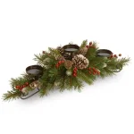 National Tree Company 30 in. Frosted Berry and Evergreen Centerpiece with 3-Candle Holder thumbnail 1