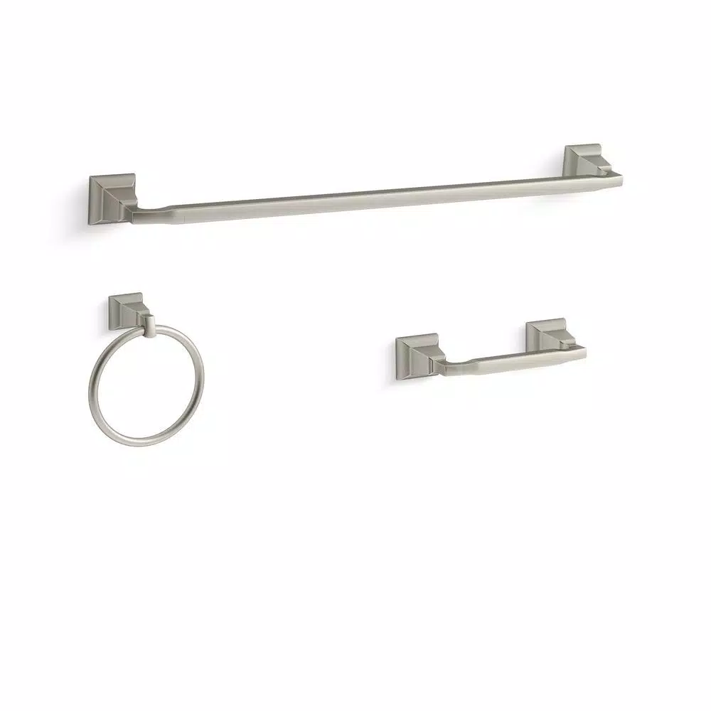 KOHLER Kallan 3-Piece Bathroom Hardware Set, Vibrant Brushed Nickel
