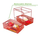MIND READER 2-Tier Red Metal Mesh Utensil Caddy & Flatware Organizer thumbnail 3