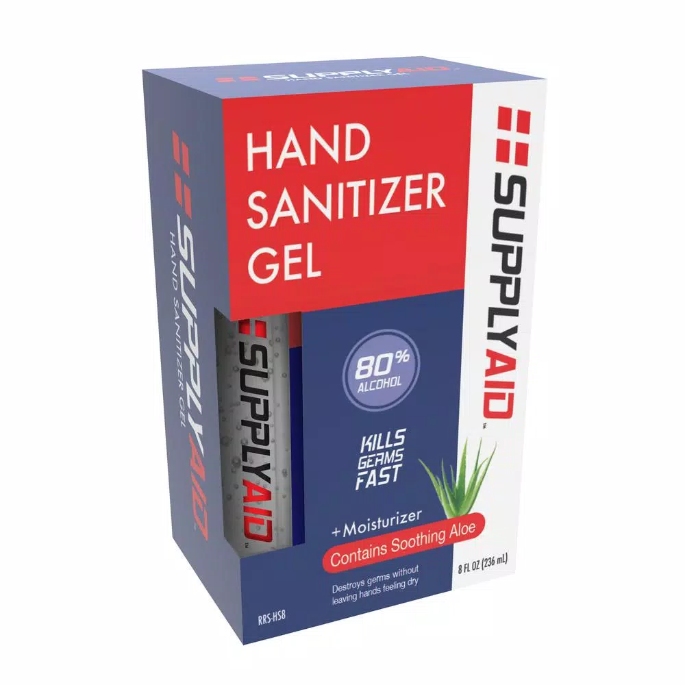 SupplyAID 8 oz. Hand Sanitizer Gel with 80% Ethyl Alcohol and Soothing Aloe Vera