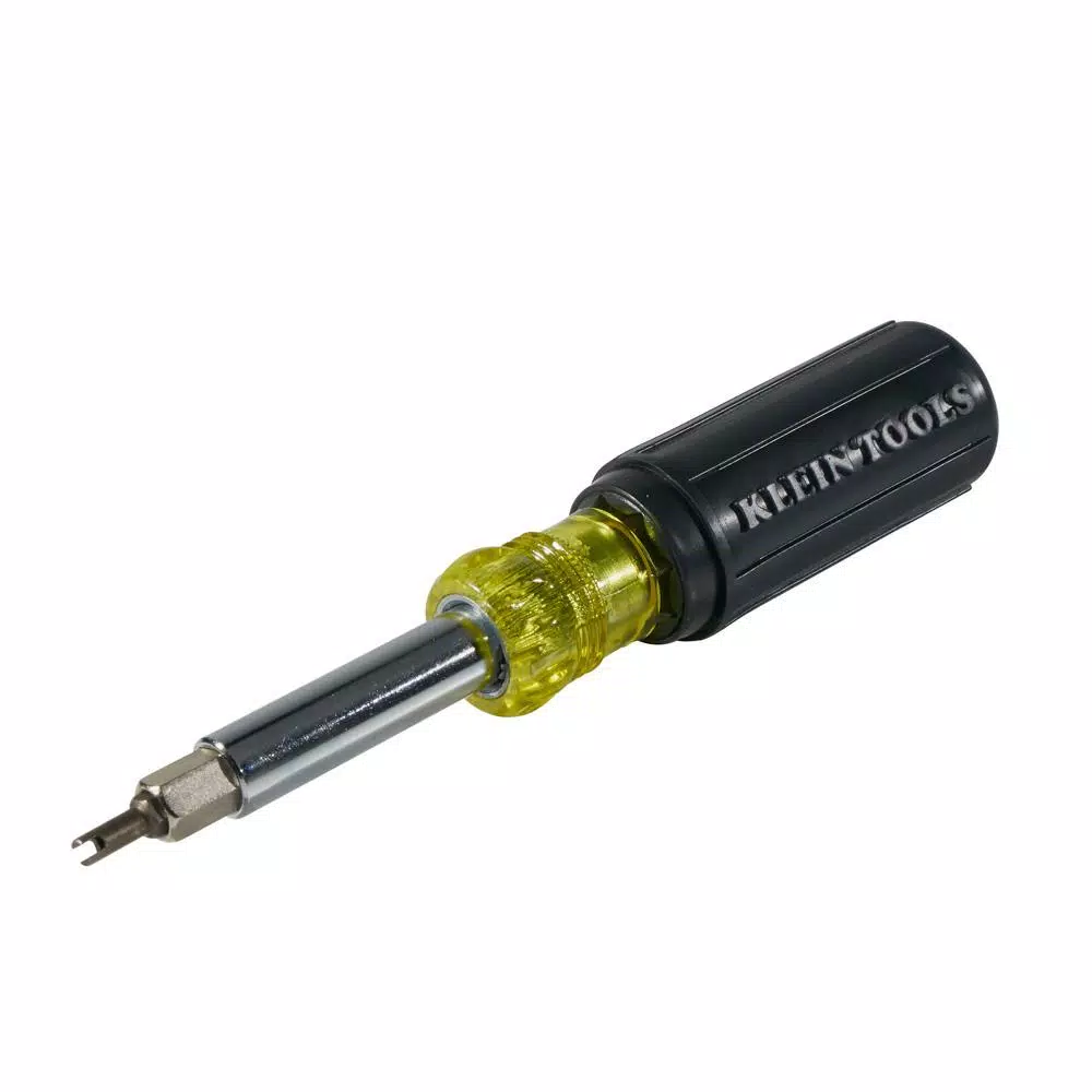 Klein Tools 11-in-1 Multi-Bit Screwdriver and Nut Driver with Schrader Valve Core Tool, Cushion Grip