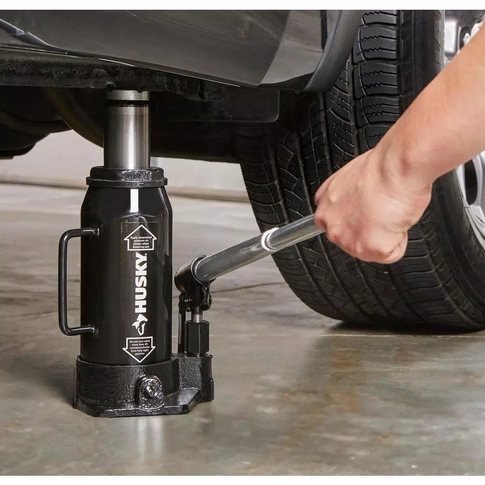 Husky 12-Ton Hydraulic Bottle Jack, 24,000 lb. Capacity, 9.5 in. to 18.4 in. Lift Range
