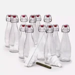 Mockins 17 oz. Glass Bottles with Swing Top Stoppers, Funnel, Brush, and Gold Marker (Set of 12) thumbnail 1