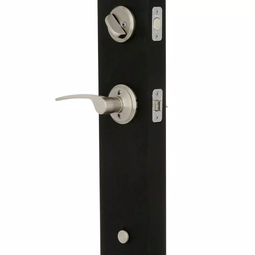 Schlage Century Satin Nickel Single Cylinder Deadbolt with Merano Lever Handleset, Right-Handed
