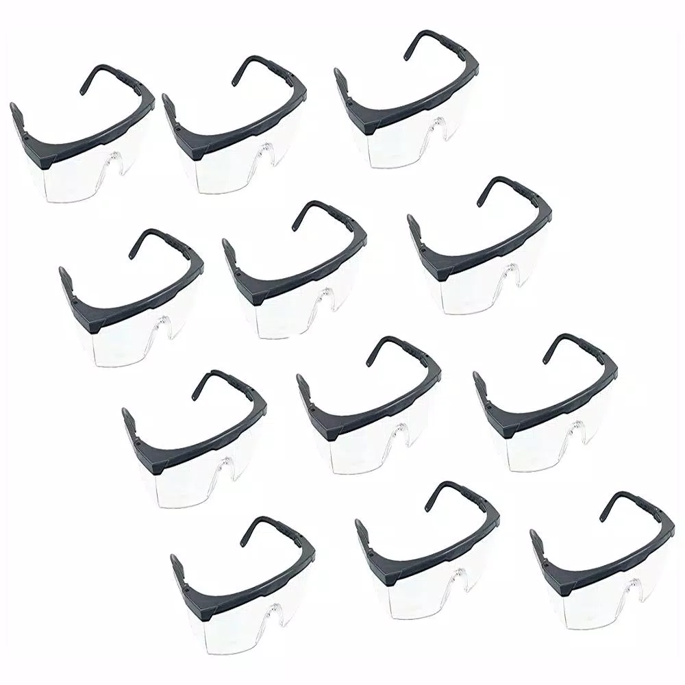 Unbranded Instapark SG-20 General Purpose Safety Protective Goggles, Clear Lens, Black Frame (12-Pack)