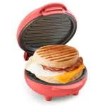 Nostalgia MyMini Personal Electric Grill, 25 sq. in. Cast-Iron Smokeless Grill, Coral Pink thumbnail 3