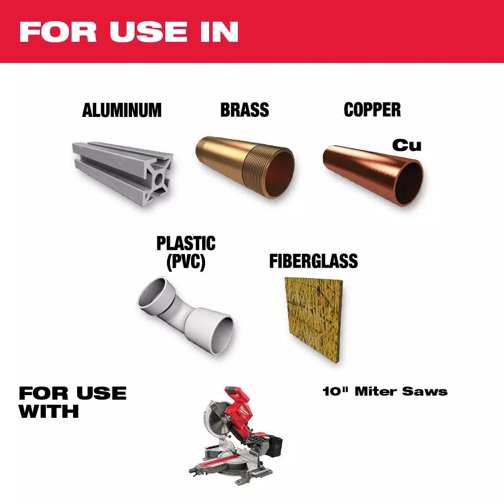 Milwaukee 10 in. 72T Carbide Teeth Aluminum and Metal Cutting Circular Saw Blade
