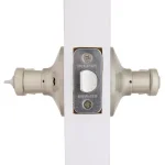 Defiant Scroll Satin Nickel Privacy Lever Set for Bedroom and Bathroom Doors thumbnail 5