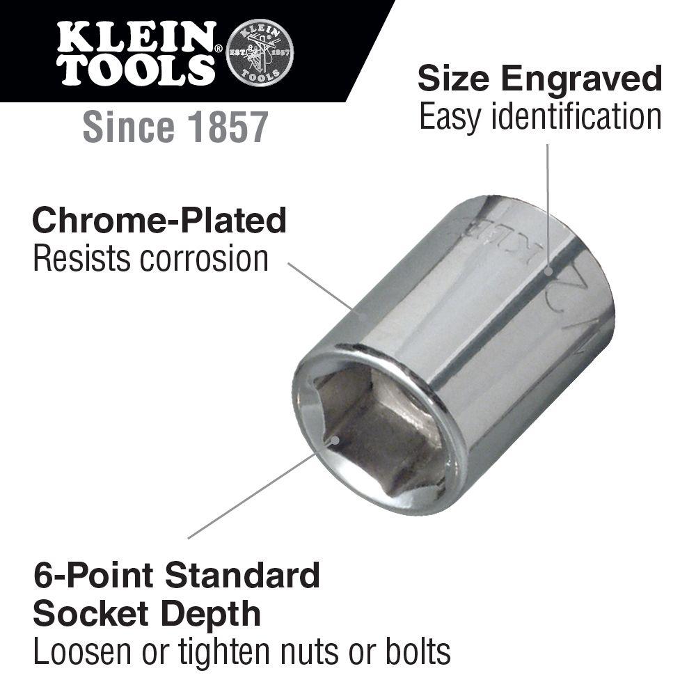 Klein Tools 20-Piece 3/8 in. Drive Socket Wrench Set with Metal Storage Case
