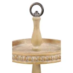 LITTON LANE 3-Tier Round Birch Wood and Metal Decorative Serving Tray with Whitewash Finish thumbnail 4