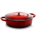 Crock-Pot Artisan 5 Qt. Enameled Cast Iron Braiser Pan with Self-Basting Lid, Red thumbnail 1
