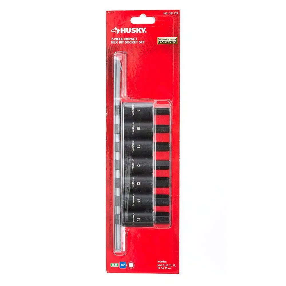 Husky 1/2 in. Drive Metric Hex Bit Impact Socket Set, 7-Piece