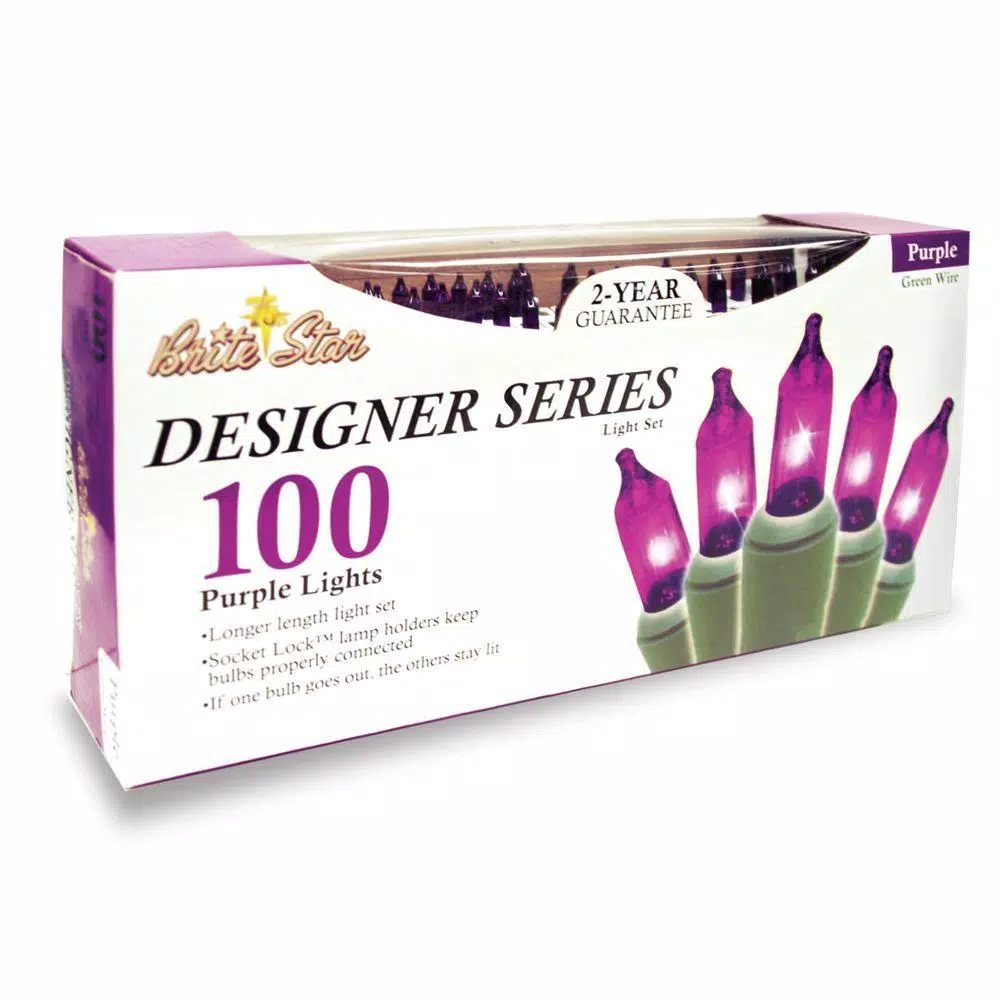 Brite Star 100-Light Purple Mini String Light Set (Set of 2) - Indoor/Outdoor