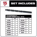 Milwaukee Thunderbolt Black Oxide Twist Drill Bit Set, 15-Piece thumbnail 3