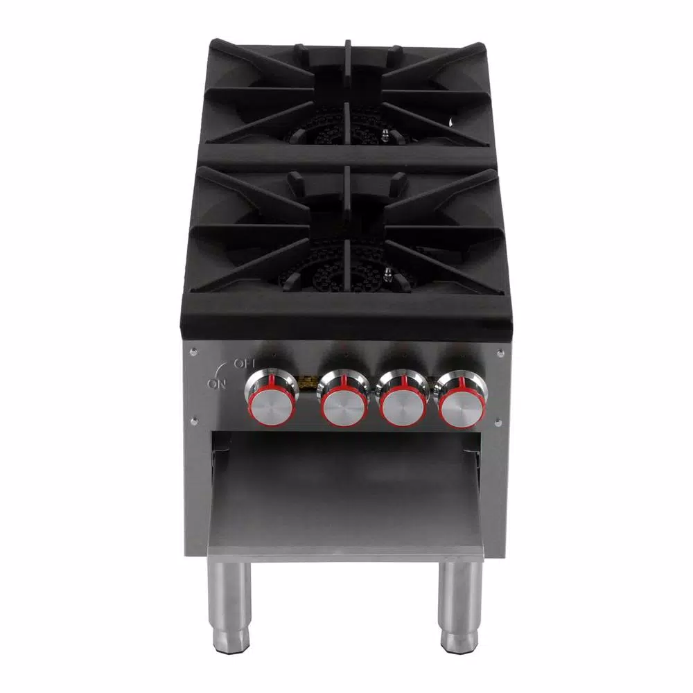 Magic Chef Commercial 2-Burner Natural Gas Stock Pot Range, 160,000 BTU, Stainless Steel