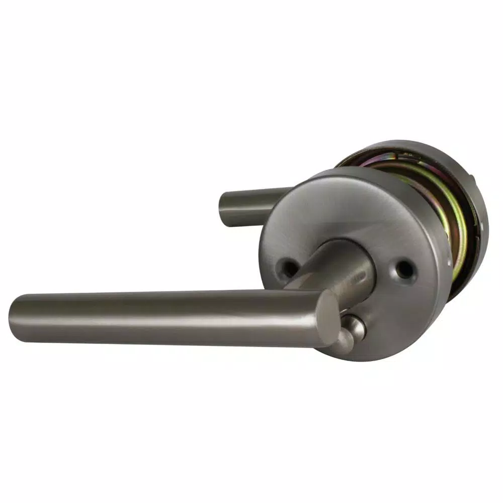 Design House Eastport Satin Nickel Privacy Lever Door Handle for Bed/Bath