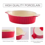 MALACASA Red Oval Porcelain Bakeware Set, 2-Piece Ceramic Baking Dish Pans (9.5 in. and 11.25 in.) thumbnail 3