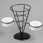 Creative Home Black Iron Wire French Fry Holder Set with 2 Ceramic Ramekins for Dipping Sauce thumbnail 2