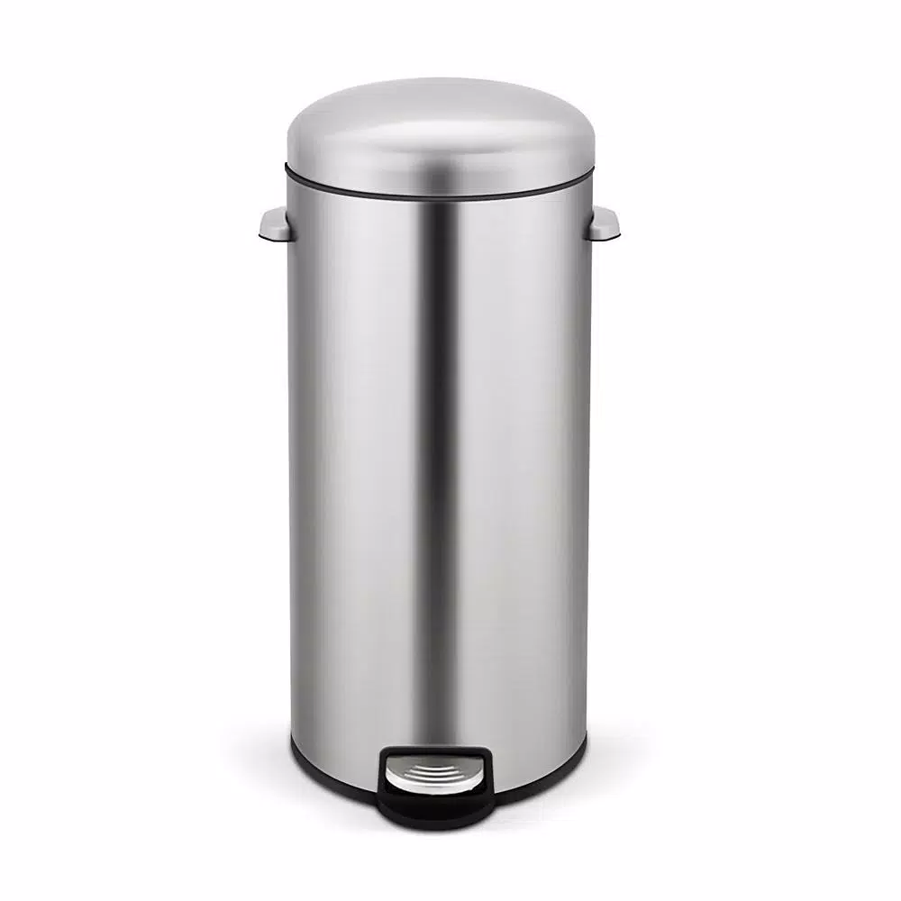 Innovaze Stainless Steel Round Step-On Trash Can Set, 8 Gal. and 1.3 Gal. Fingerprint Resistant