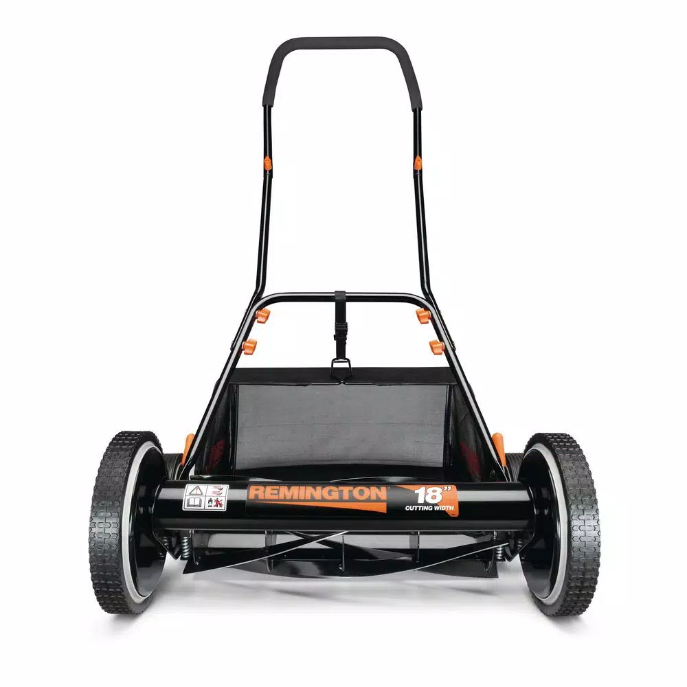 Remington 18 in. Manual Walk Behind Reel Lawn Mower with Bagger and 9-Position Height Adjustment