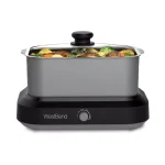 West Bend 5 Qt. Silver Non-Stick Versatility Slow Cooker with Griddle Base, Travel Lid and Thermal Tote thumbnail 4
