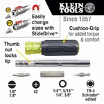 Klein Tools HVAC 8-in-1 Slide Driver Multi-Bit Screwdriver & Nut Driver with TR-4 Schrader Valve Bit thumbnail 2