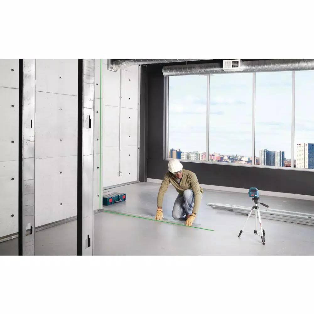 Bosch GLL 100 GX Green Beam Self-Leveling Cross-Line Laser with Compact Tripod