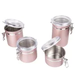Creative Home Rose Gold Stainless Steel Canister Set, 4-Piece Airtight Food Storage Containers with Locking Clamp thumbnail 3
