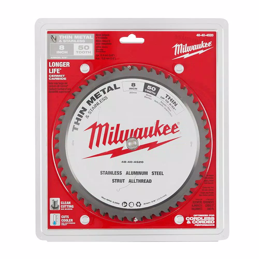 Milwaukee 8-1/4" 50T Carbide Metal & Stainless Steel Circular Saw Blade