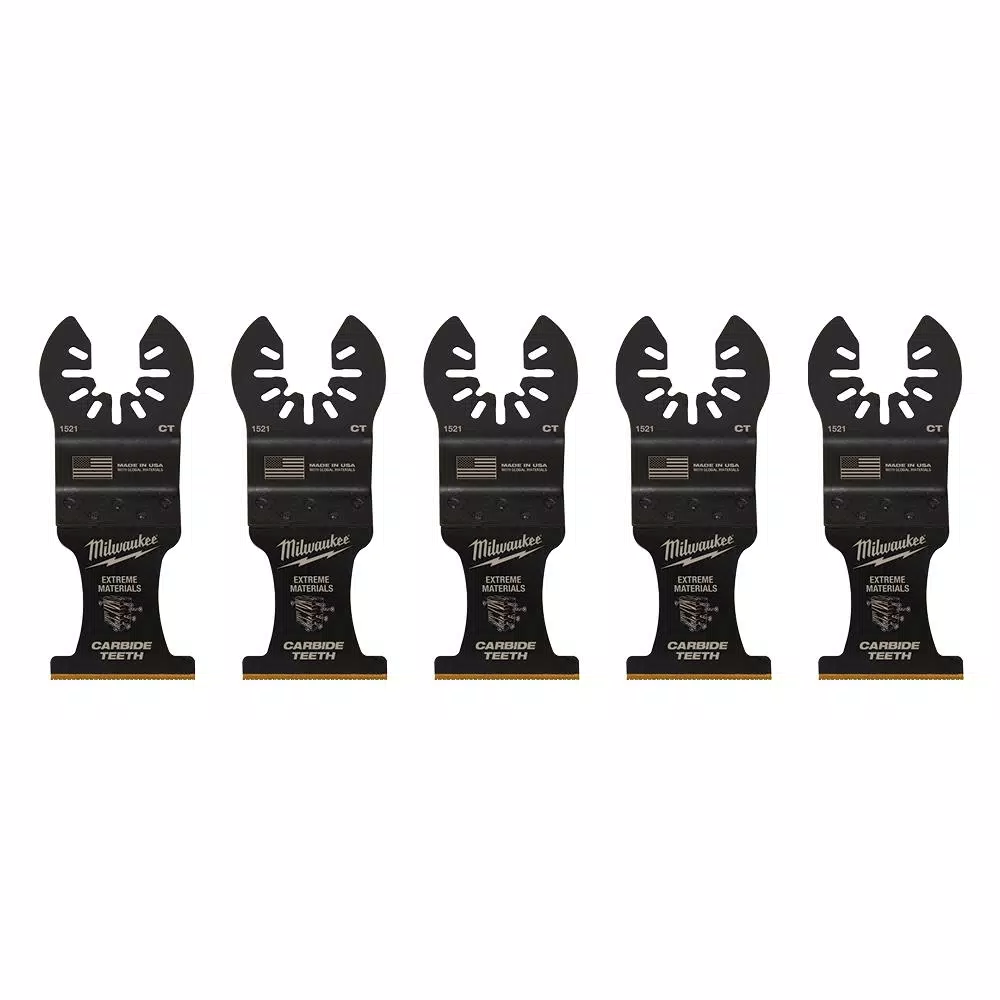 Milwaukee 1-3/8 in. Carbide Universal Fit Extreme Wood/Metal Oscillating Multi-Tool Blade (5-Pack)