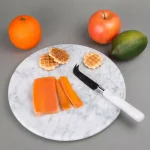 Creative Home 12 in. Natural Off-White Marble Round Serving Board for Cheese, Dessert, and Cake thumbnail 4