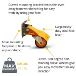 BORA PM-950 Universal Rolling Mobile Base Caster Kit thumbnail 7