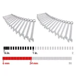 TEKTON 34-Piece Combination Wrench Set, 1/4 in. to 1 in. and 6 mm to 24 mm thumbnail 6