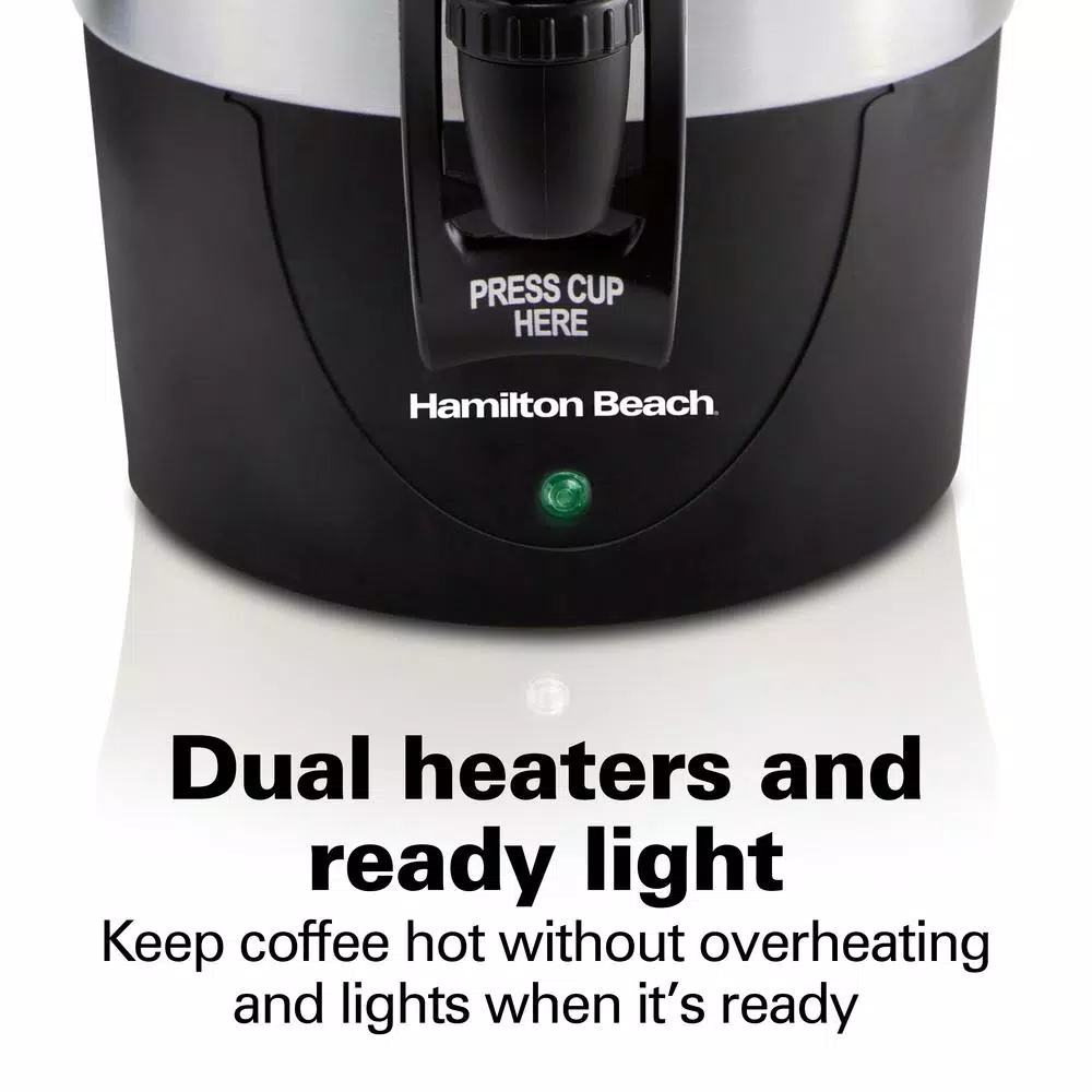 Hamilton Beach Fast Brew 45-Cup Stainless Steel Coffee Urn with 1-Hand Dispensing