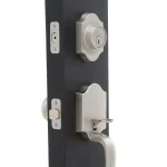 Design House Sussex Satin Nickel Entry Door Handleset with Cambridge Knob and Single Cylinder Deadbolt thumbnail 3