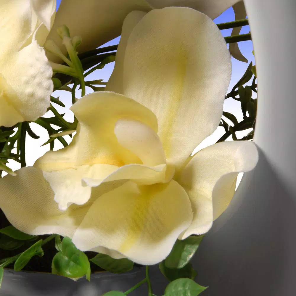 National Tree Company Artificial White Calla Lily and Orchid Floral Arrangement in White Ceramic Vase
