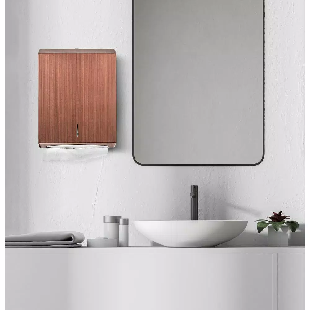 Alpine Industries Rose Gold Stainless Steel C-Fold and Multi-Fold Paper Towel Dispenser