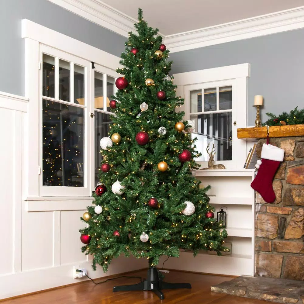 Best Choice Products Rotating Artificial Christmas Tree Stand for Trees up to 7.5 ft, 80 lbs Capacity, 3 Built-in Outlets, Black